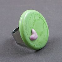 кольцо pj murano serdce disk green от интернет магазина Прибалтийский трикотаж