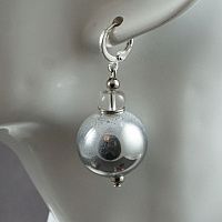 серьги pj murano sfere color silver/white от интернет магазина Прибалтийский трикотаж